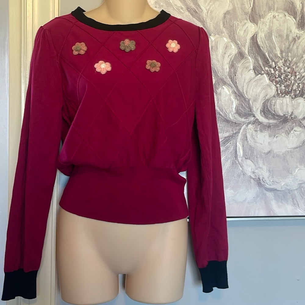 Unique Vintage Crochet Embellished Sweater NWOT
